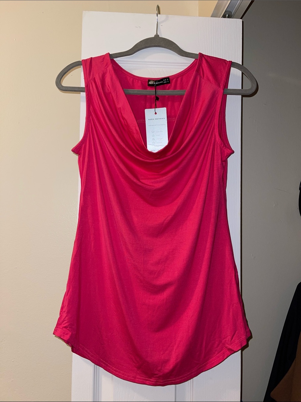 Women's Draped Cowl Neck Camisole in Hot Pink